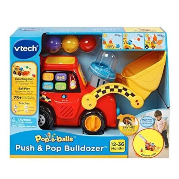 VTech, Pop-a-Balls, Push and Pop Bulldozer, Toddler Learning Toy US - Picture 1 of 5